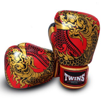 Twins Twins Boxing Gloves Red & Gold Dragon